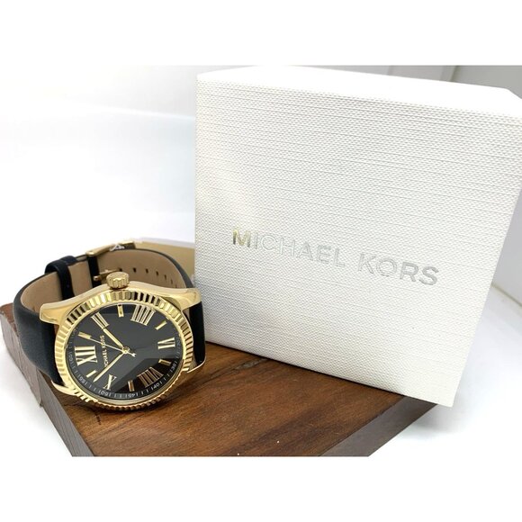 Michael Kors Women\'s Watch MK4748 Lexington Quartz Gold Black Leather Band 38mm main image 11